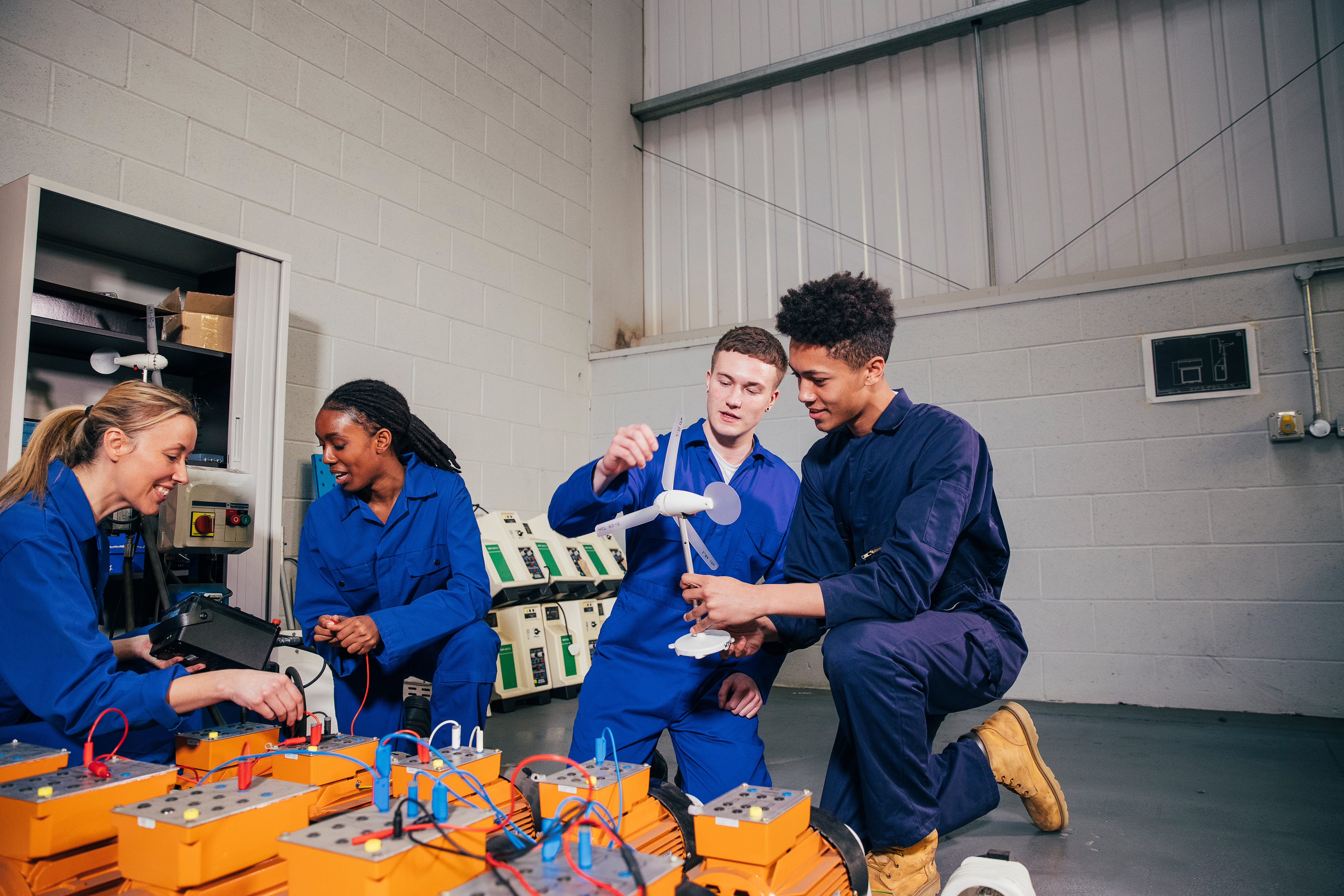 K12 stockphoto engineering students wind turbine