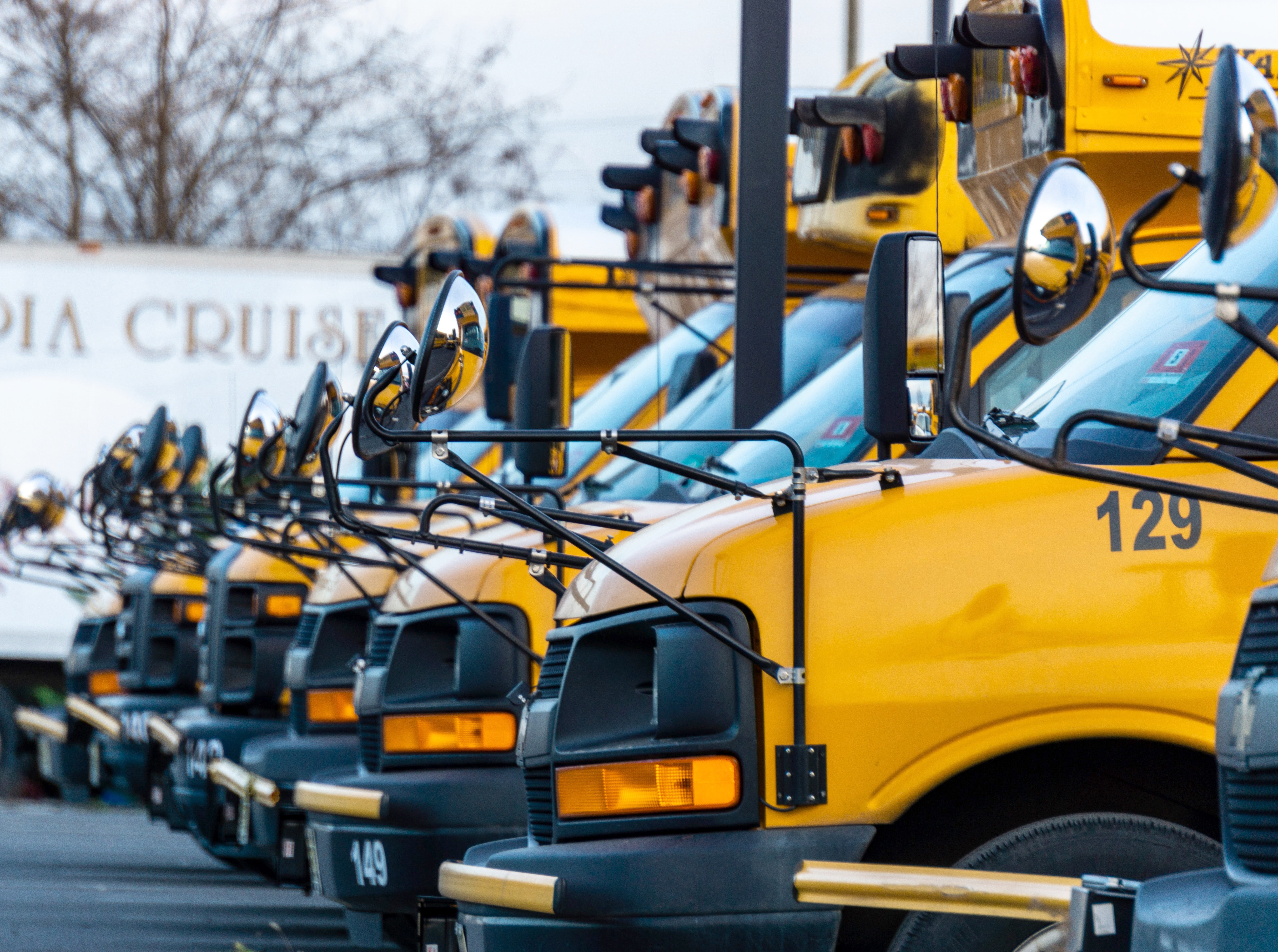 K12 stockphoto row of school buses